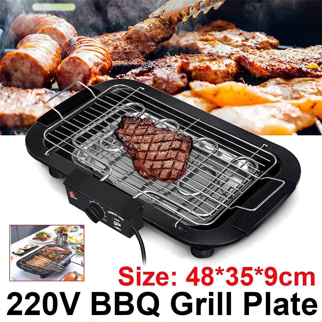 Smokeless Electric Pan Grill BBQ Stove 220V Non-Stick Electric Griddle Barbecue Temperature Control Portable for Home Outdoor