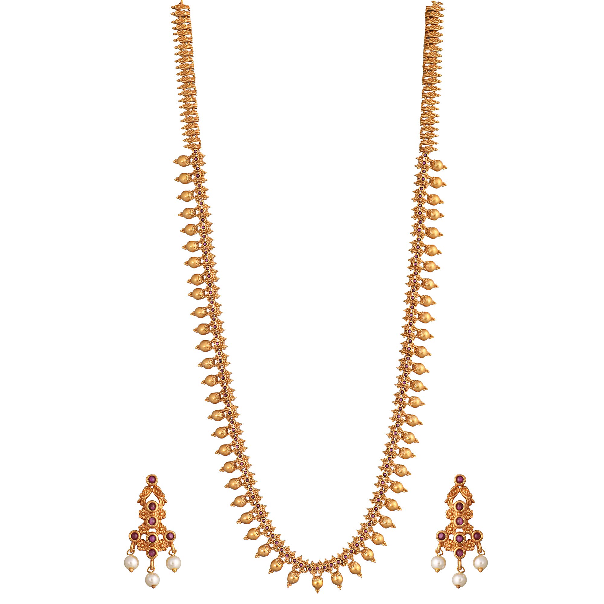 TARINIKA Antique Gold Plated Sunita Long Necklace Set with Floral & Peacock Design - Jewelry Set for Women Perfect for Ethnic occasions | Traditional Jewellery For Women | 1 Year Warranty* (B08MY6YK65) Amazon Price History, Amazon Price Tracker