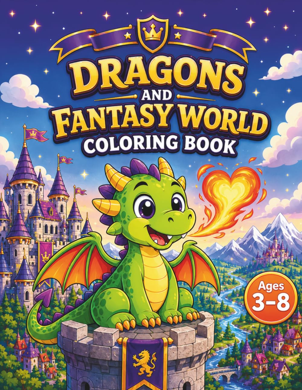 Dragons and Fantasy World Coloring Book