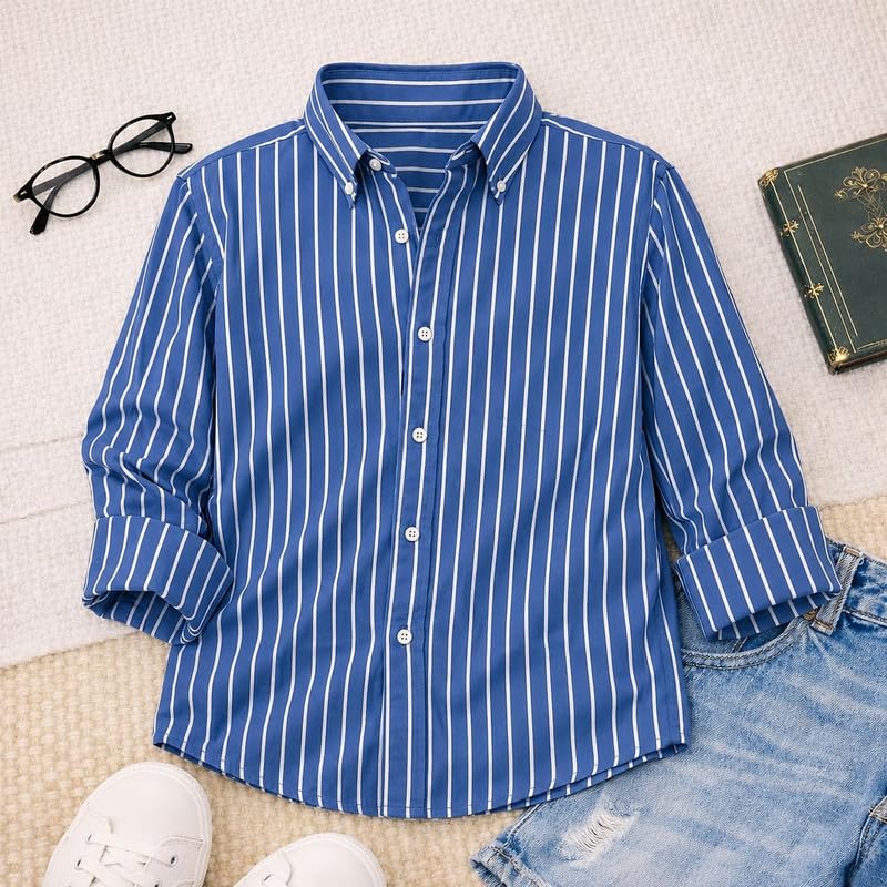 Image of Kids Cotton Full Sleeve Shirt Casual Look Comfortable Stylish Outfit for Boys Everyday Use