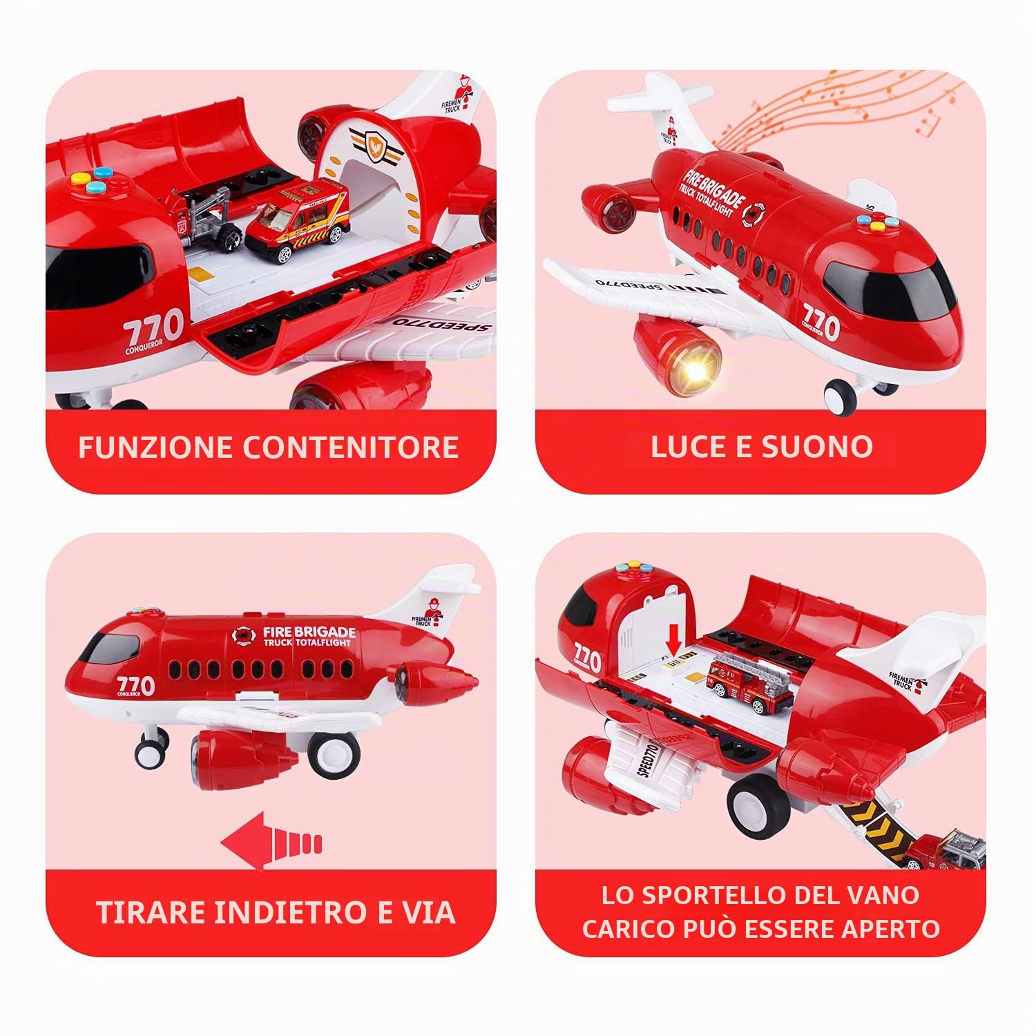 Aereo Giocattolo Con Pompieri Camion Giocattoli Giochi Per Bambini 3 Anni Garage Macchine Interattivi Giochi Educativi 3 Anni Regalo Gioco Bimbo 4 5 Anni