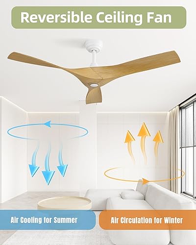 Miniatura 4 de Ventiladores de techo sin luces - Ventilador de techo de montaje empotrado de 52 pulgadas con 6 velocidades, control remoto de 3 temporizadores,