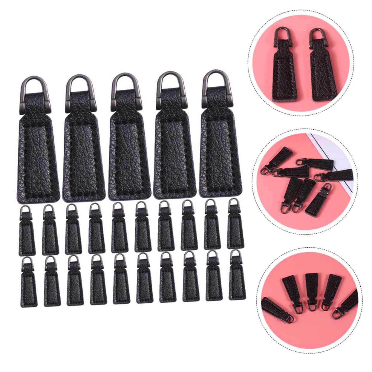 SHINEOFI 125piezas Cabezas De Zipper Para Mochilas Reemplazo De Tiradores De Para Ropa y Equipaje Accesorios De Pu Para Reparación De Zippers Para Mochilas y Bolsos