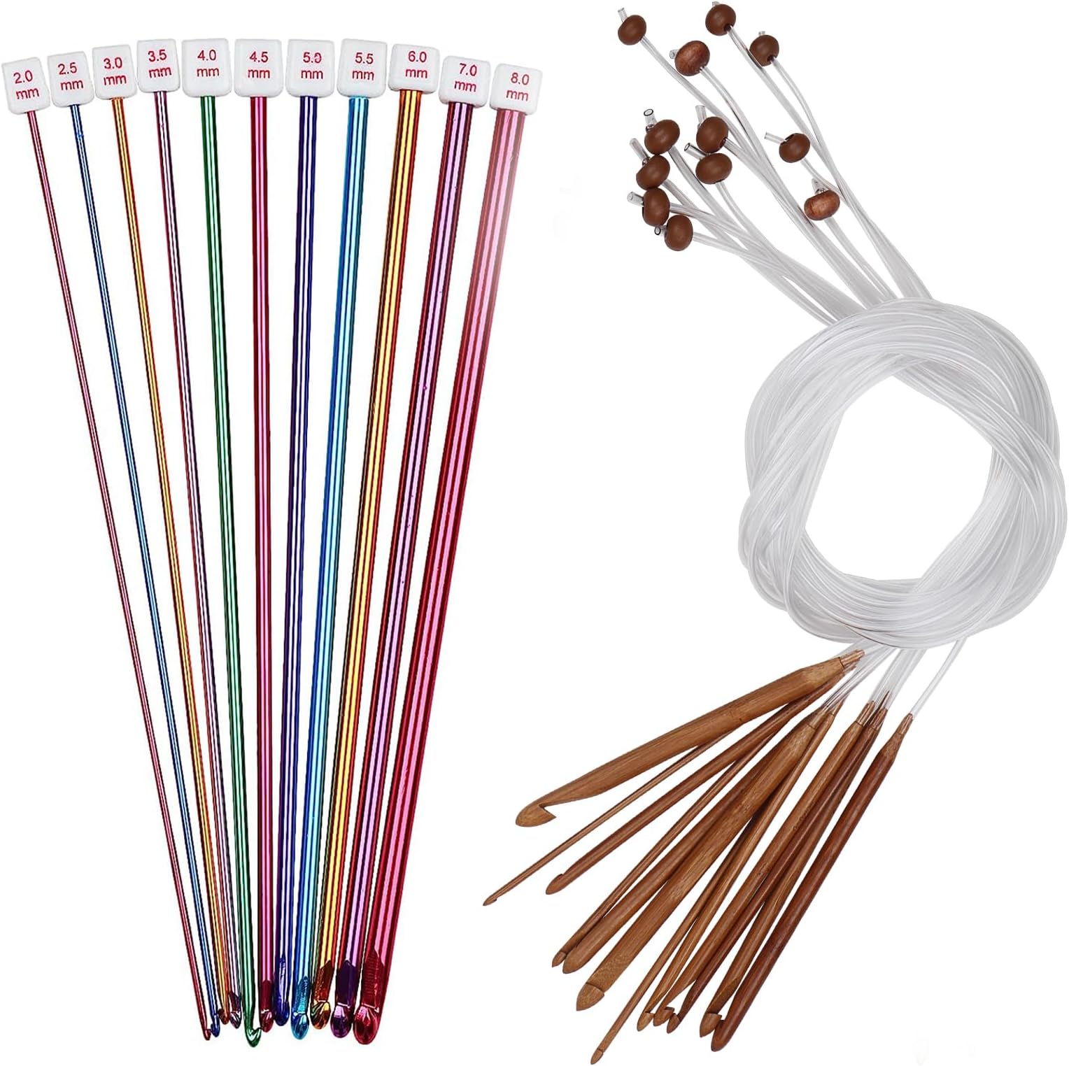 Nizirioo Tunesische Häkelnadeln Set - 12 Stück Mit Seil 2,0-8,0mm Für Decken & Pullover
