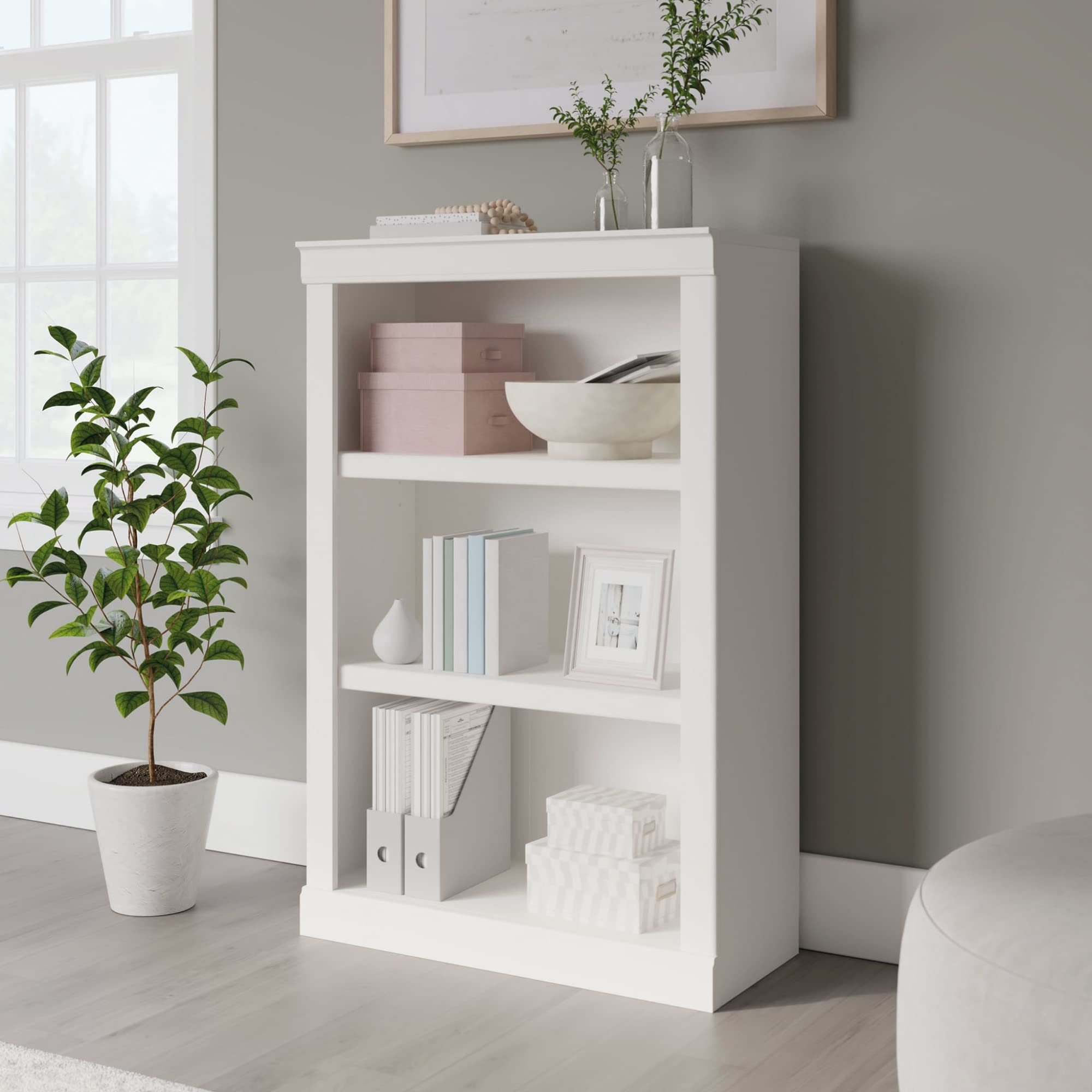 Realspace(r) 45"H 3-Shelf Bookcase, Arctic White