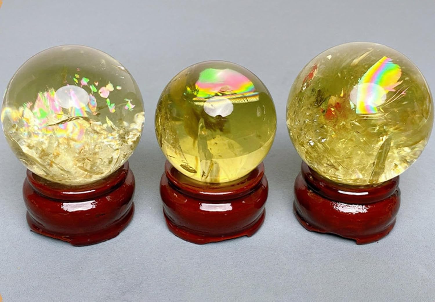Citrine Crystal Sphere Ball, Feng Shui Crystal Transparent Crystal Ball Citrine Quartz Crystal with Holder,Citrine ball-53~55mm