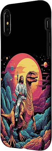 Miniatura 8 de Funda para iPhone 11 Pro Jesus Riding in Space T-Rex Dinosaur Meme Sci-Fi Believers