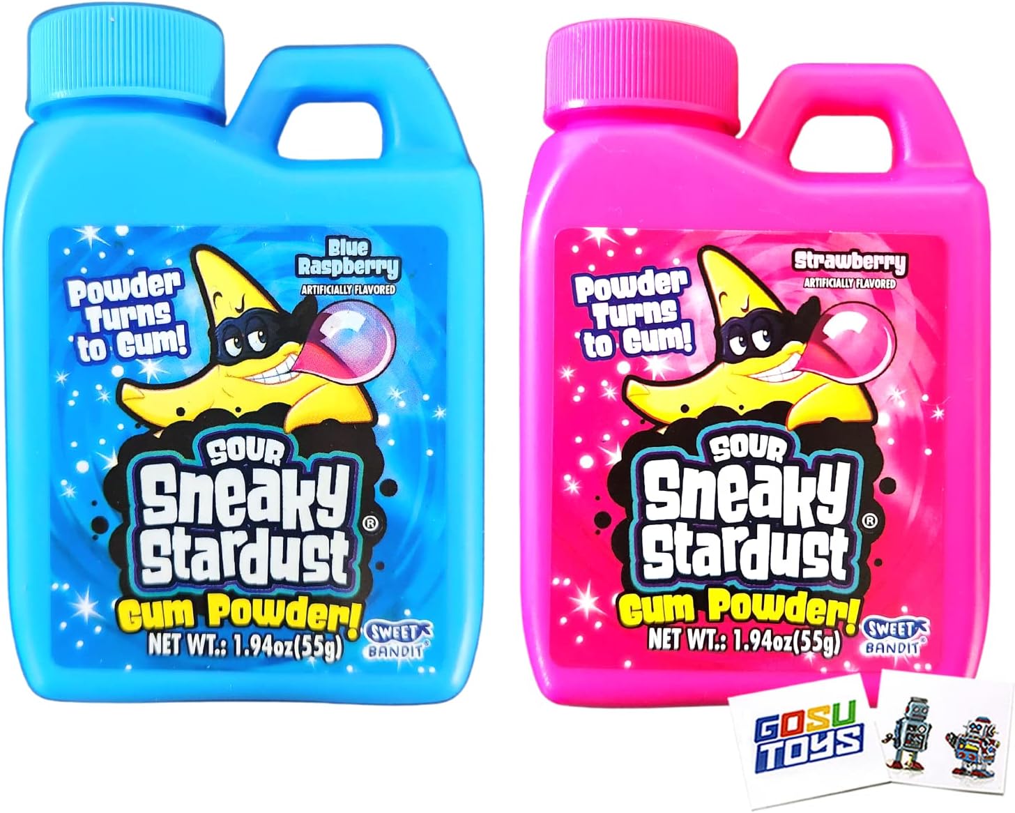 Kidsmania Sneaky Stardust Sour Gum Powder (2 Pack) with 2 Gosutoys Stickers