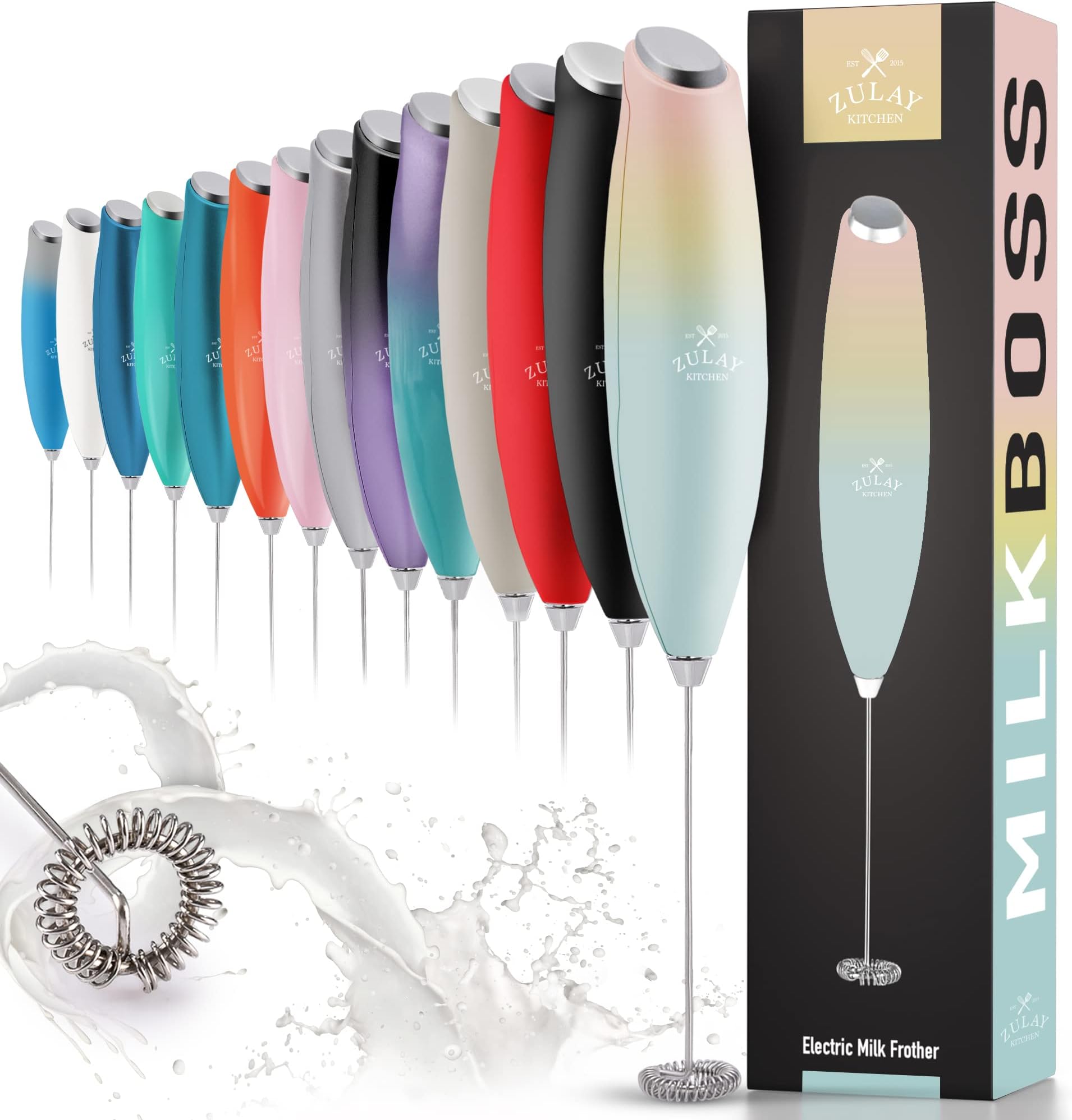 Zulay Kitchen Milk Frother for Coffee with Upgraded Titanium Motor - Handheld Frother Whisk, Milk Foamer, Mini Blender and Electric Mixer Coffee Frother for Frappe, Latte, Matcha, No Stand - Cupcake