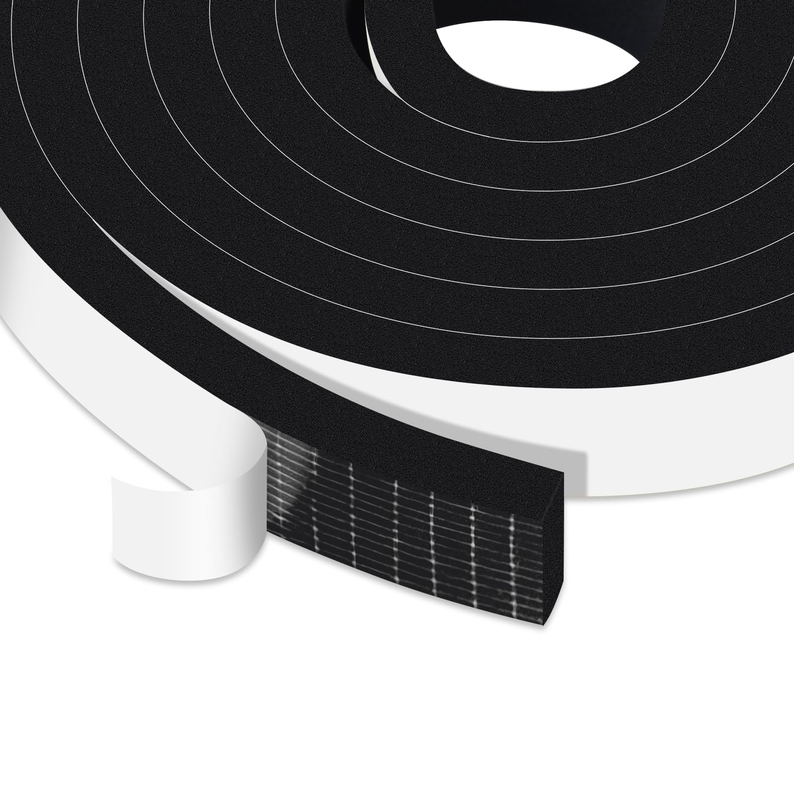 Yimiki Black Weather Stripping 20Mm(W) X 8Mm(T), Adhesive Weather Stripping Door Seal Strip For Doors And Windows,High Density Closed Cell Weatherstrip, Soundproof Weatherproof,2 Rolls, Total 4M