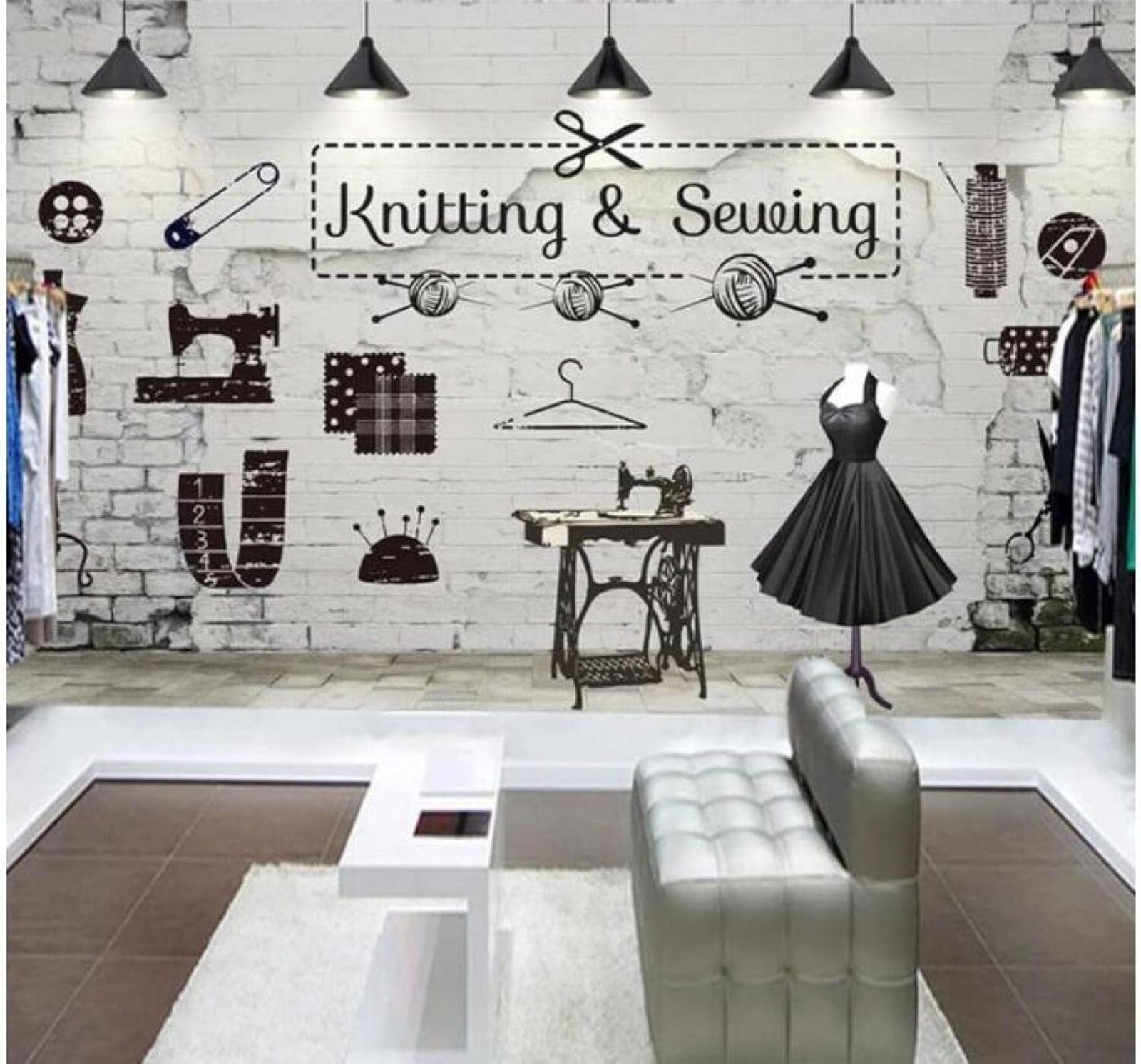 XLMING Retro Brick Wall Creative Clothing Shop Poster 3D Wallpaper Luxury Home Dining Decor Paste Sofa Living Room The Wall for Bedroom Mural-350cm×256cm