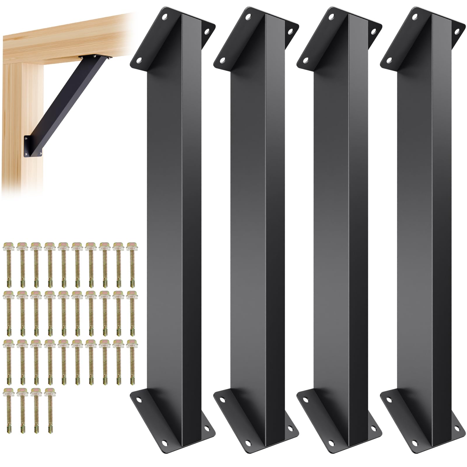 Grehitk 4PC 45 Degree Angle Support Bracket, Pergola Kit Heavy Duty Connector Brace Bracket Kit for Pergolas for for Gazebos Patio Pergolas Log Cabin