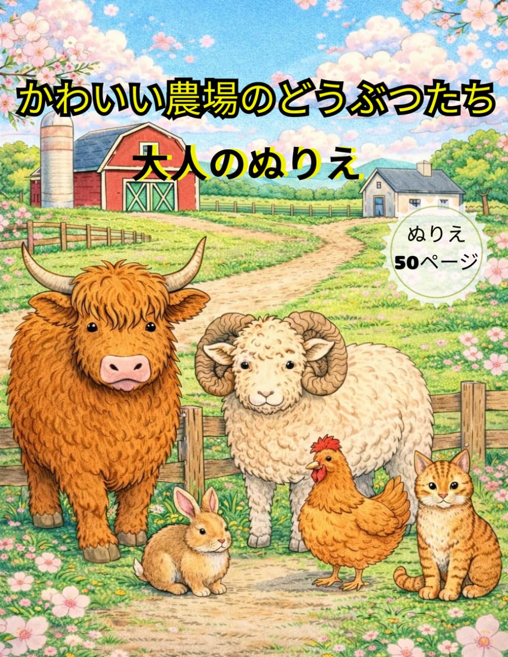 かわいい農場のどうぶつたち 大人のぬりえ: ストレス解消とリラックスのためのかわいいぬりえブック