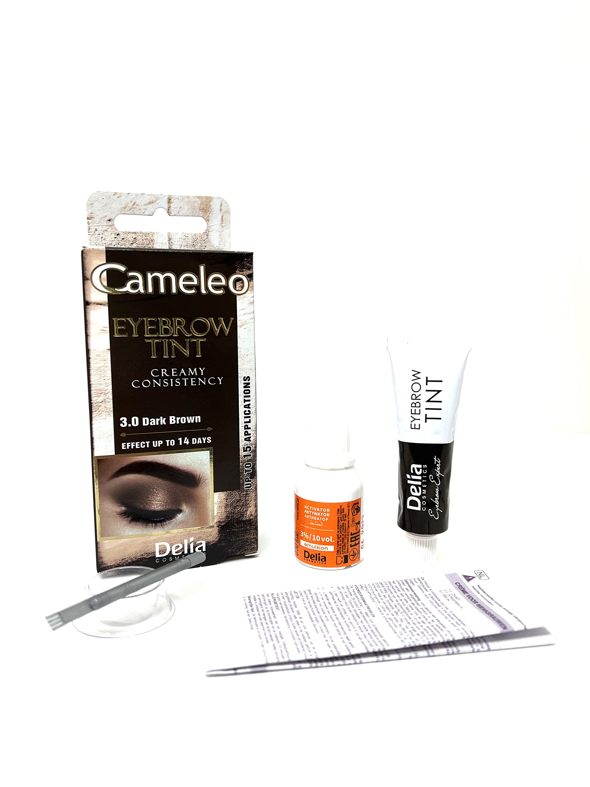 Tinte profesionales para cejas y pestañas profesionales, 16ml KIT Delia Negro/Marrón/Marrón Oscuro/Gris (Marrón Oscuro)