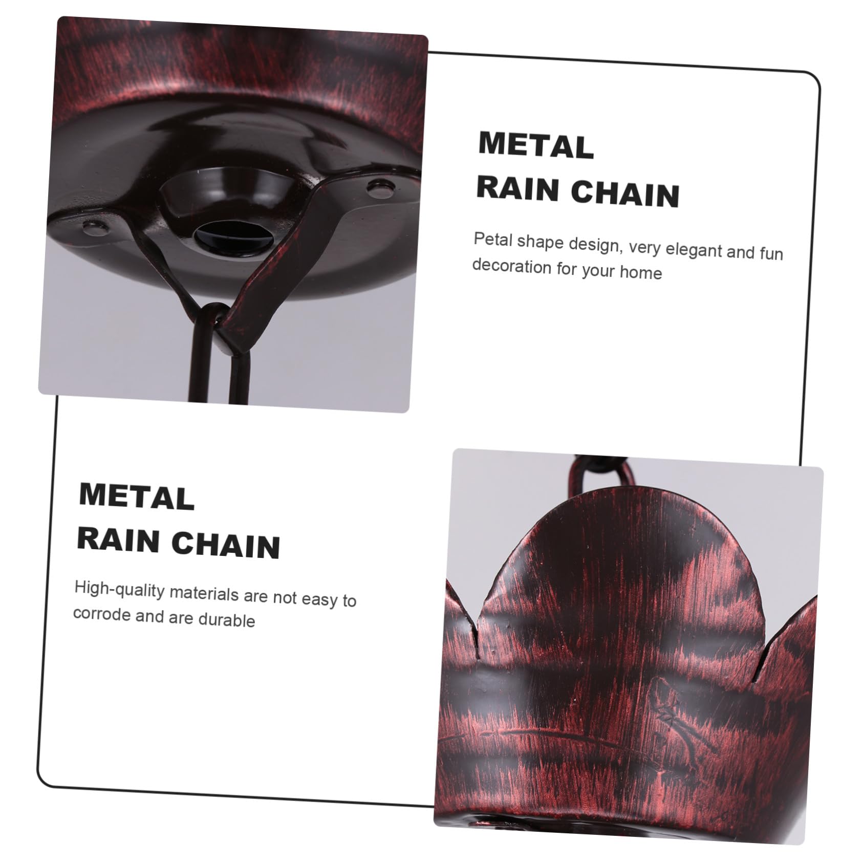 Toddmomy Cadena de Lluvia Metálica Decorativa de 1 Metro para Canalones, Accesorio de Jardín, Cadena de Drenaje Pluvial Diseño de Pétalos para Exteriores