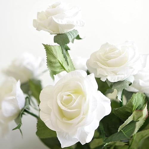 Miniatura 221 de FiveSeasonStuff 12 tallos de flores artificiales, rosas de seda de tacto real para decoración de bodas, ramos de novia, centros de mesa, fiestas y 9