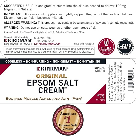 Kirkman Epsom Salt Cream, 4oz