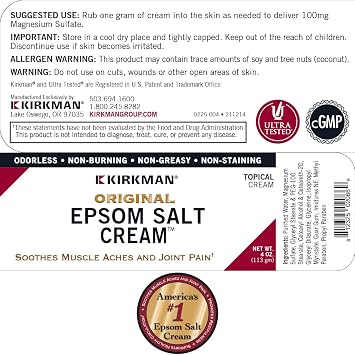 Kirkman Epsom Salt Cream, 4oz