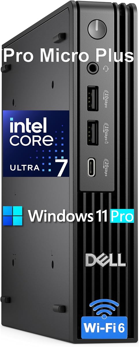 Dell 2026 Pro Plus Mini Computer: Intel Ultra 7 20-Core, 32GB RAM+1TB SSD | 3 DisplayPort, USB-C, WiFi 6, Windows 11 Pro, AI Copilot Micro Desktop Computers for Business & Professionals