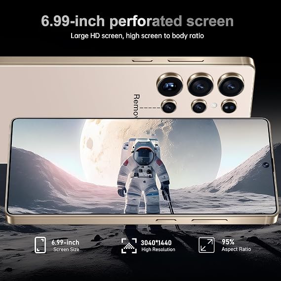 MMY I25 Ultra 5G Unlocked Smartphone,16GB+512GB Fully Cell Phone for Android 14, 6.99 Unlocked Cell Phone, 7000mAh, 68MP+108MP Dual Camera/Dual SIM/Fingerprint Lock/Face (Desert Titanium)