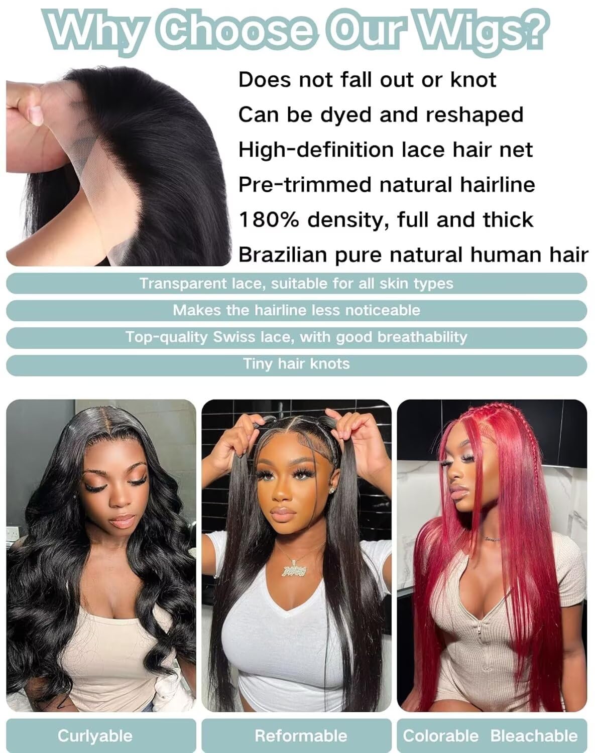 20 Inch Straight 13x4 Lace Front Wigs Human Hair 180 Density Pre Plucked 13x4 HD Frontal Straight Lace Wigs Glueless Wigs Human Hair For Women - Image 3