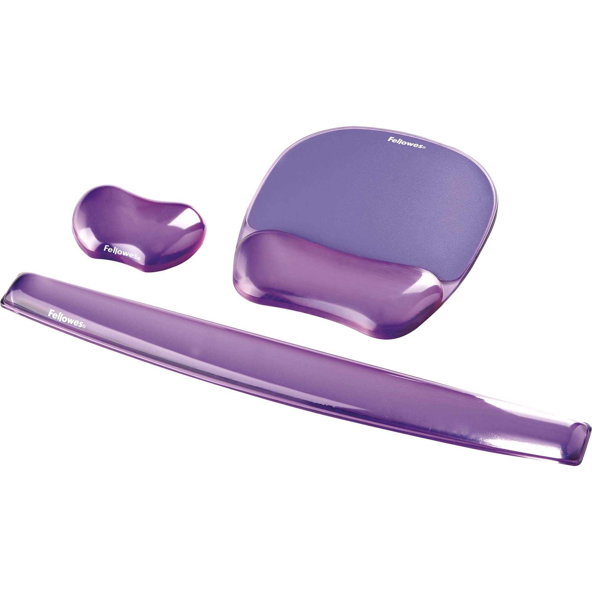 Fellowes 91437 Repose-poignets ergonomique pour clavier Crystal Gel Violet & - 91477-72 - Gel Crystal - Repose-Poignet Gel - Lilas - Lot de 4