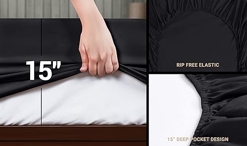 Miniatura 9 de Utopia Bedding 1 relleno de edredón con 1 juego de sábanas de utopía, ropa de cama de 4 piezas (tamaño Queen, negro)