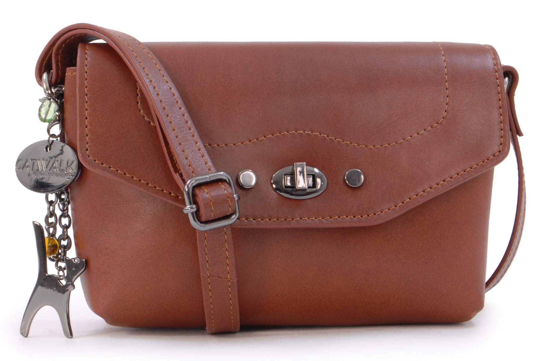Catwalk Collection Handbags - Petit Sac Bandoulière Femme Cuir - Sac à Main Porté Croisé Avec Bandoulière Réglable - Florence