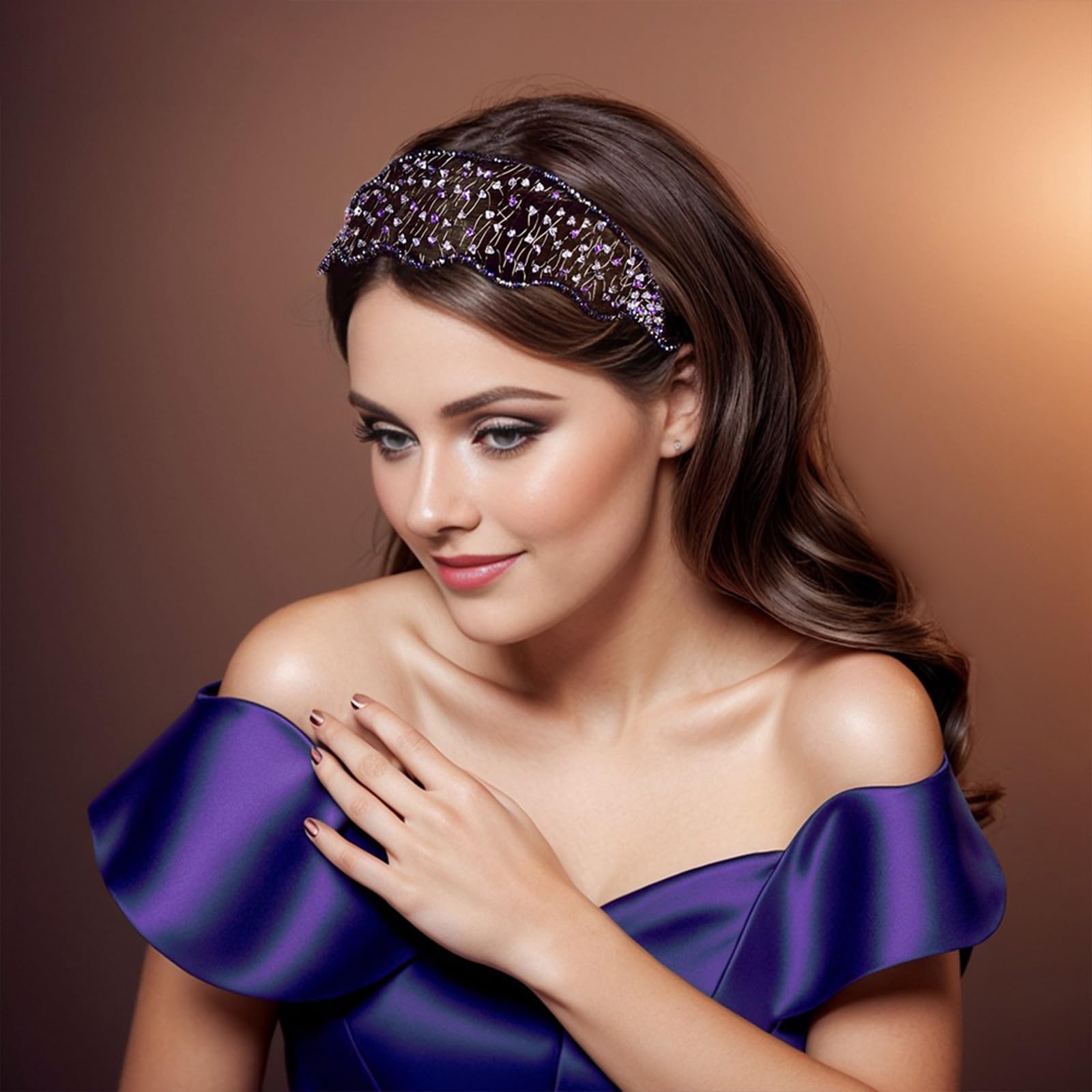 Cerchietto per capelli con perle di cristallo, per matrimonio, festa, fascia per capelli intrecciata, accessorio per palcoscenico, copricapo annodato