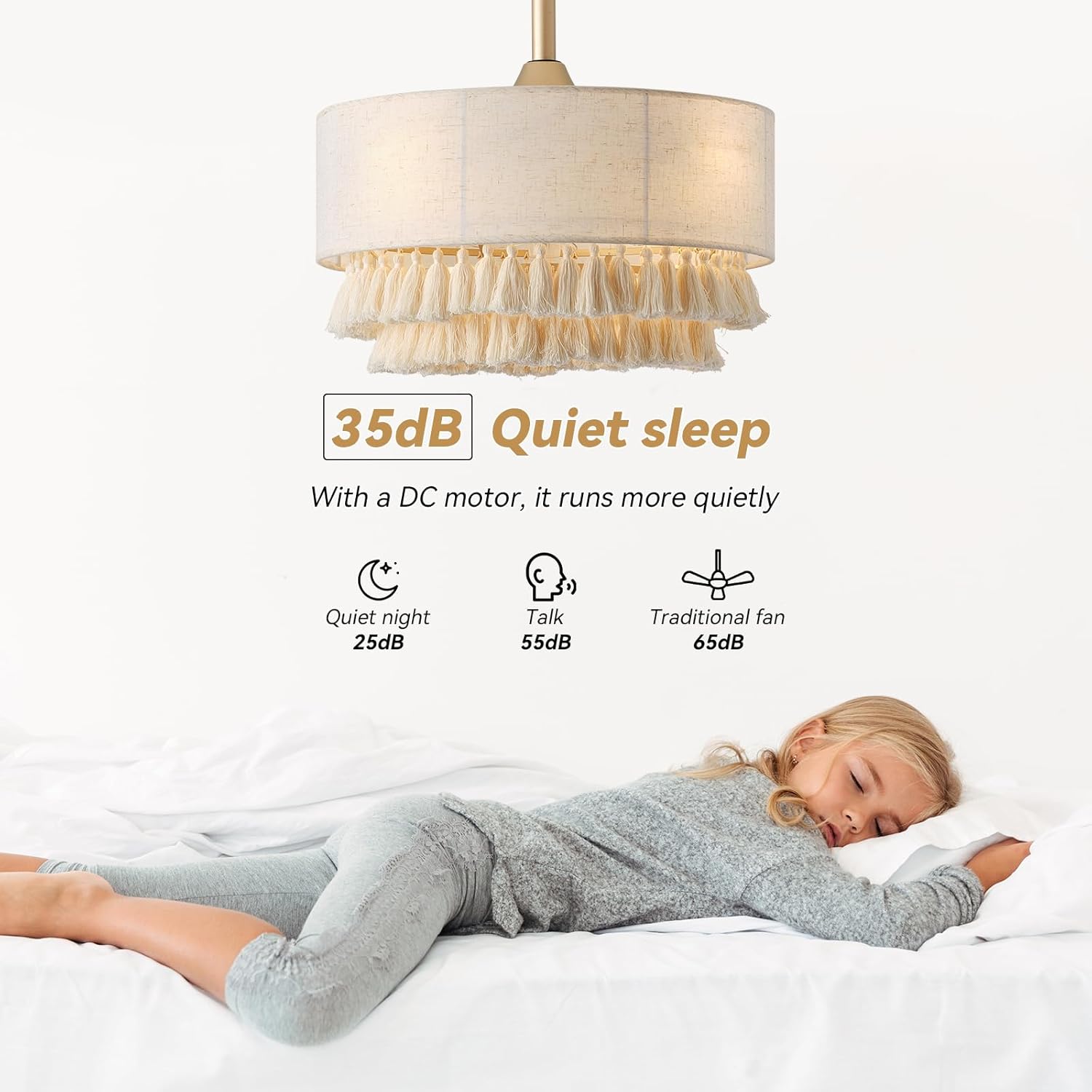 20" Gold Boho Fandelier Ceiling Fan with Light, Gold Boho Chandelier Ceiling Fans with Lights Remote Control, Caged 6-Speed for Bedroom, Nursery, Living Room