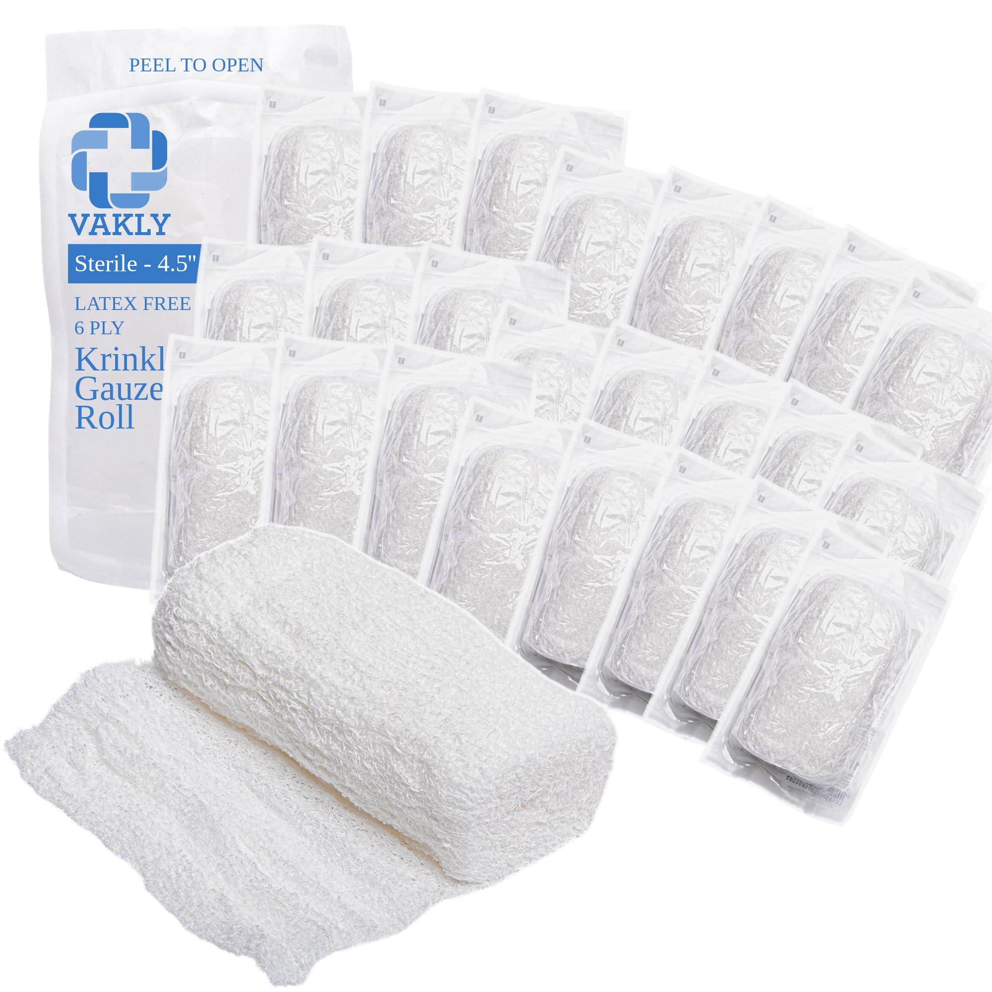 Amazon.com: Vakly Sterile Kerlix Gauze Rolls 4.5 in x 4.1 yd 6-Ply