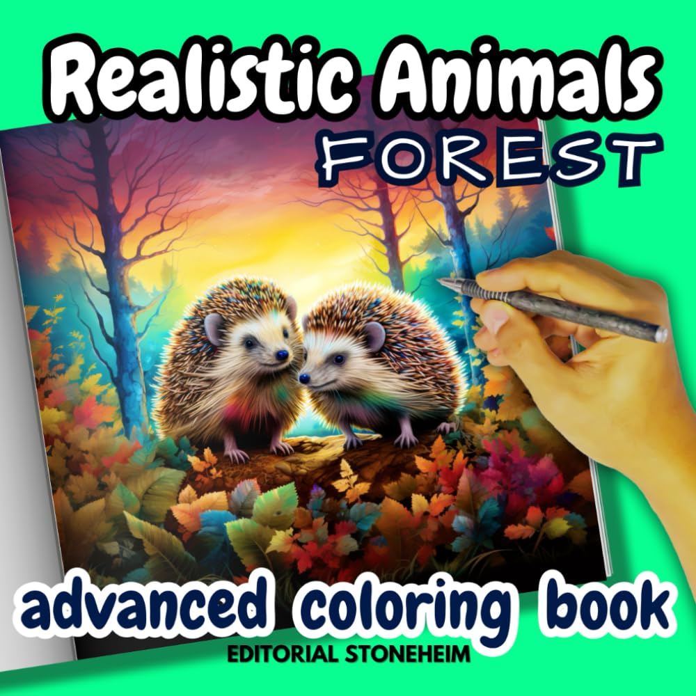 Advanced realistic animal adult coloring books, forest animals and nature coloring books for adults, for kids, hyper realism grayscale: Fun and ... book, adult coloring book animals and nature