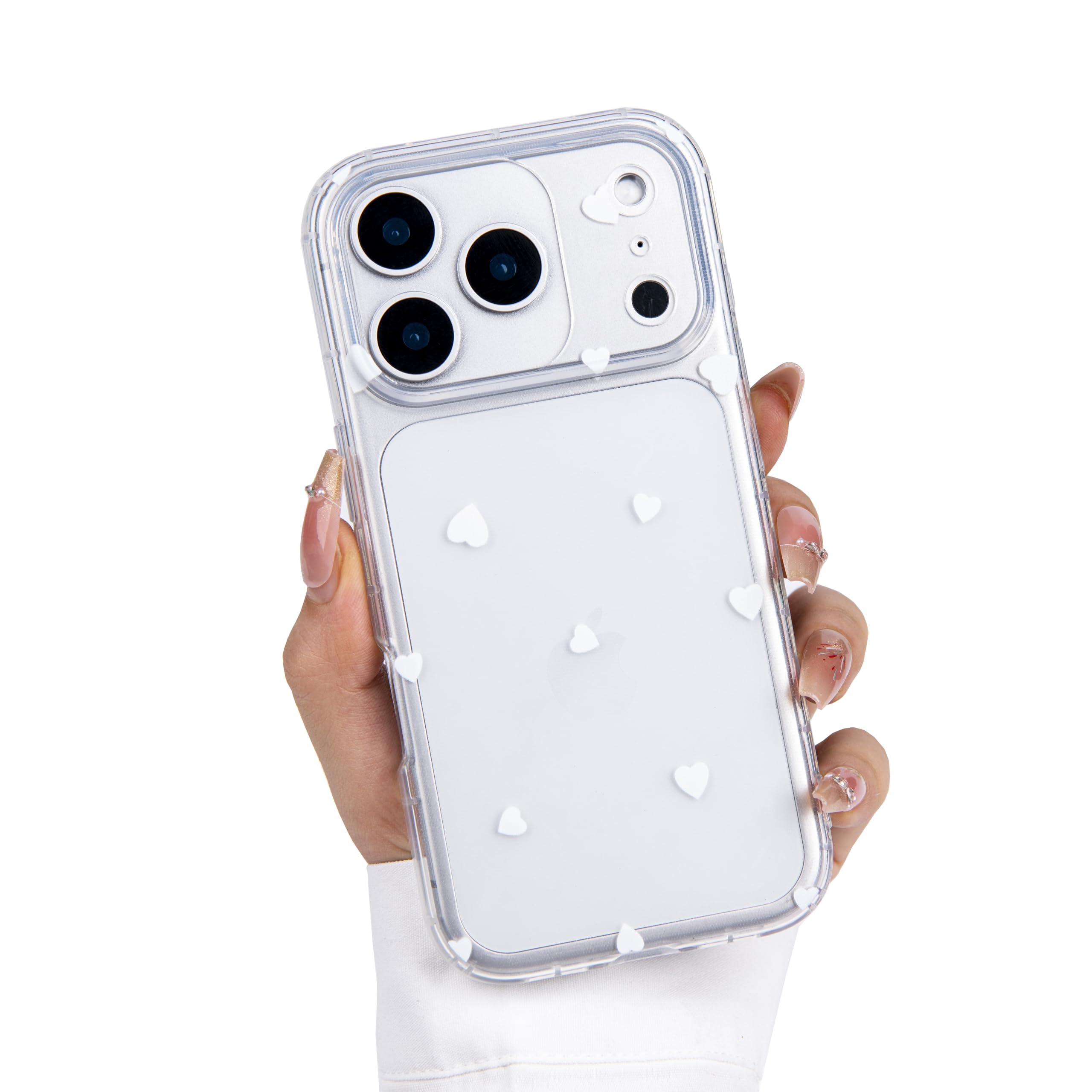 Einaily Hülle für iPhone 17 Case Crystal Clear Handyhülle Mode Chic Herz Muster Ultra Dünn Transparent Klare TPU Silikon Bumper Stoßfest Kratzfest Schutzhülle für iPhone 17 Slim Case Cover