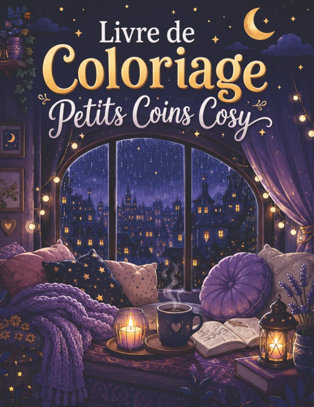 Livre de Coloriage Petits Coins Cosy: Pages anti-stress avec décors douillets, accessoires maison, fleurs, coussins et tasses de thé