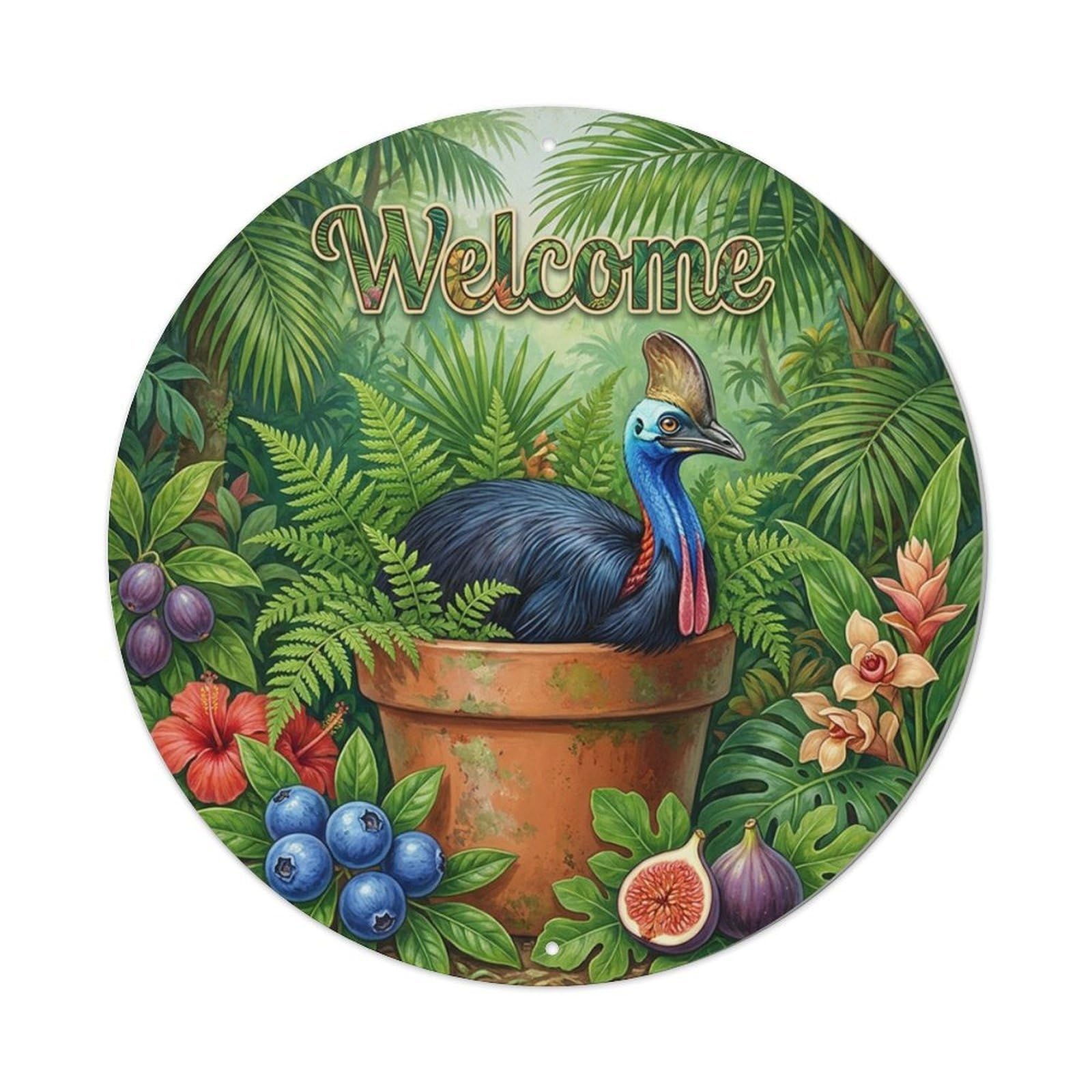 Welcome Cassowary Rainforest Fruit Metal Tin Sign
