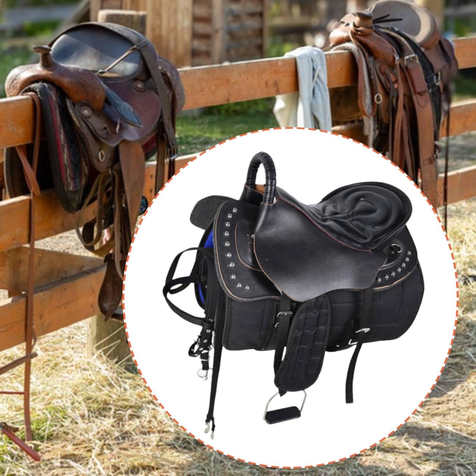 Gralara Juego de Silla de Montar para Caballo, Asiento de Equitación, Cómodo, Resistente Al Desgaste, Accesorios Deportivos, Cojín Antideslizante Práctico, Eq