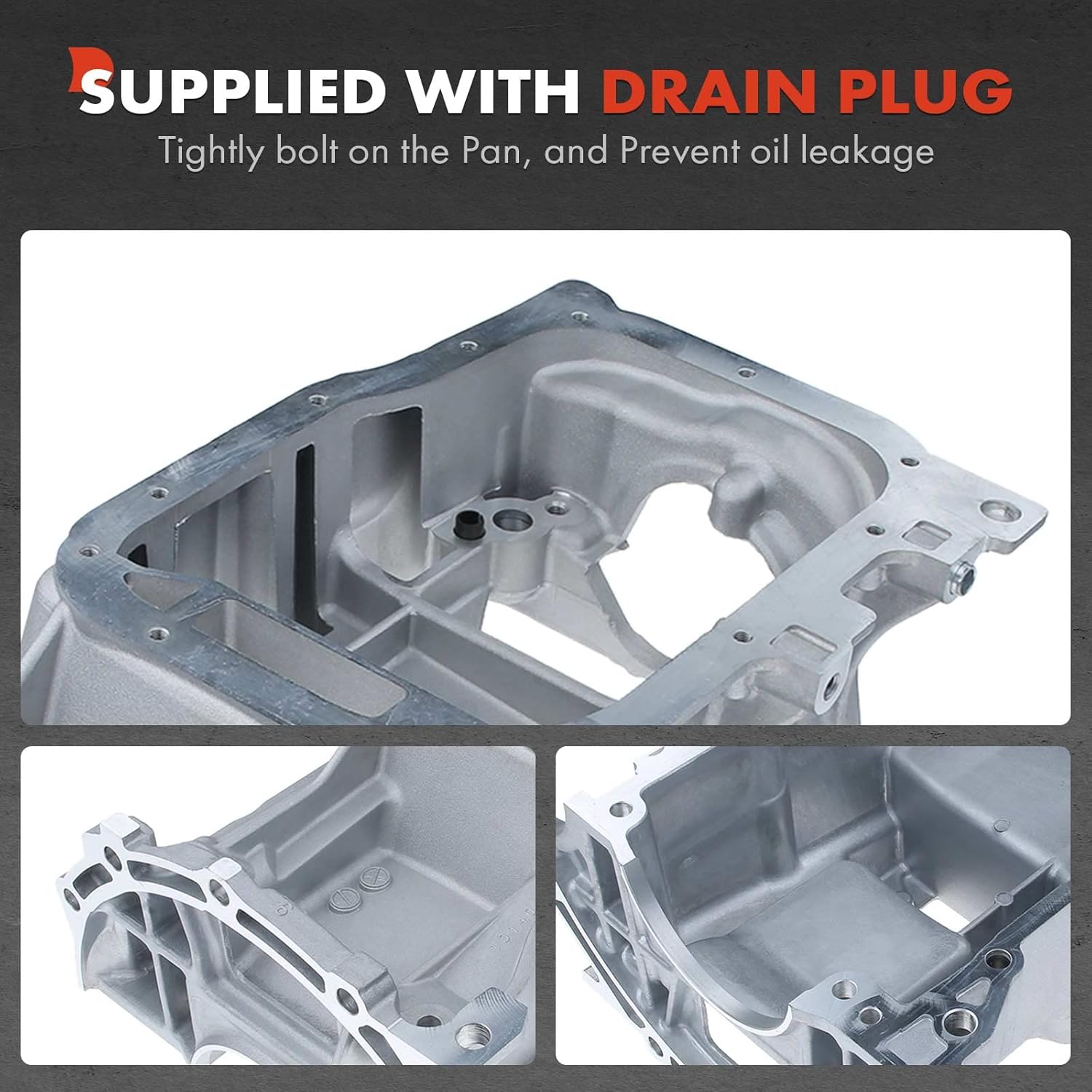 A-Premium Upper Engine Oil Pan Sump with Drain Plug Compatible with Toyota Corolla 09-19, Corolla iM 17-18, Matrix 09-14, Prius 10-15, Prius Plug-In 12-15, Prius V 12-18, L4 1.8L