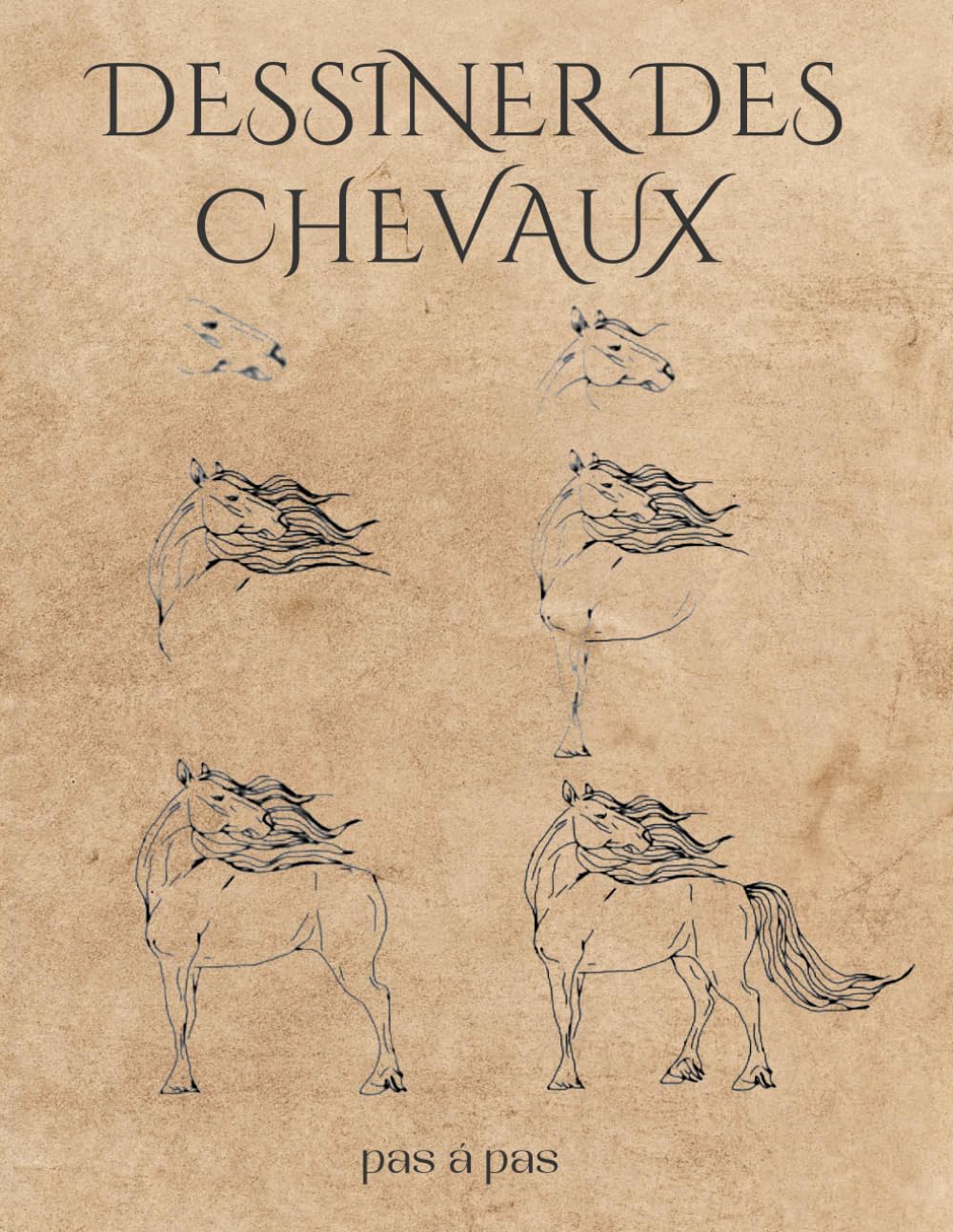 DESSINER DES CHEVAUX PAS À PAS: Apprendre à dessiner les chevaux facilement. Guide étape par étape avec grilles de précision. 35 modèles.