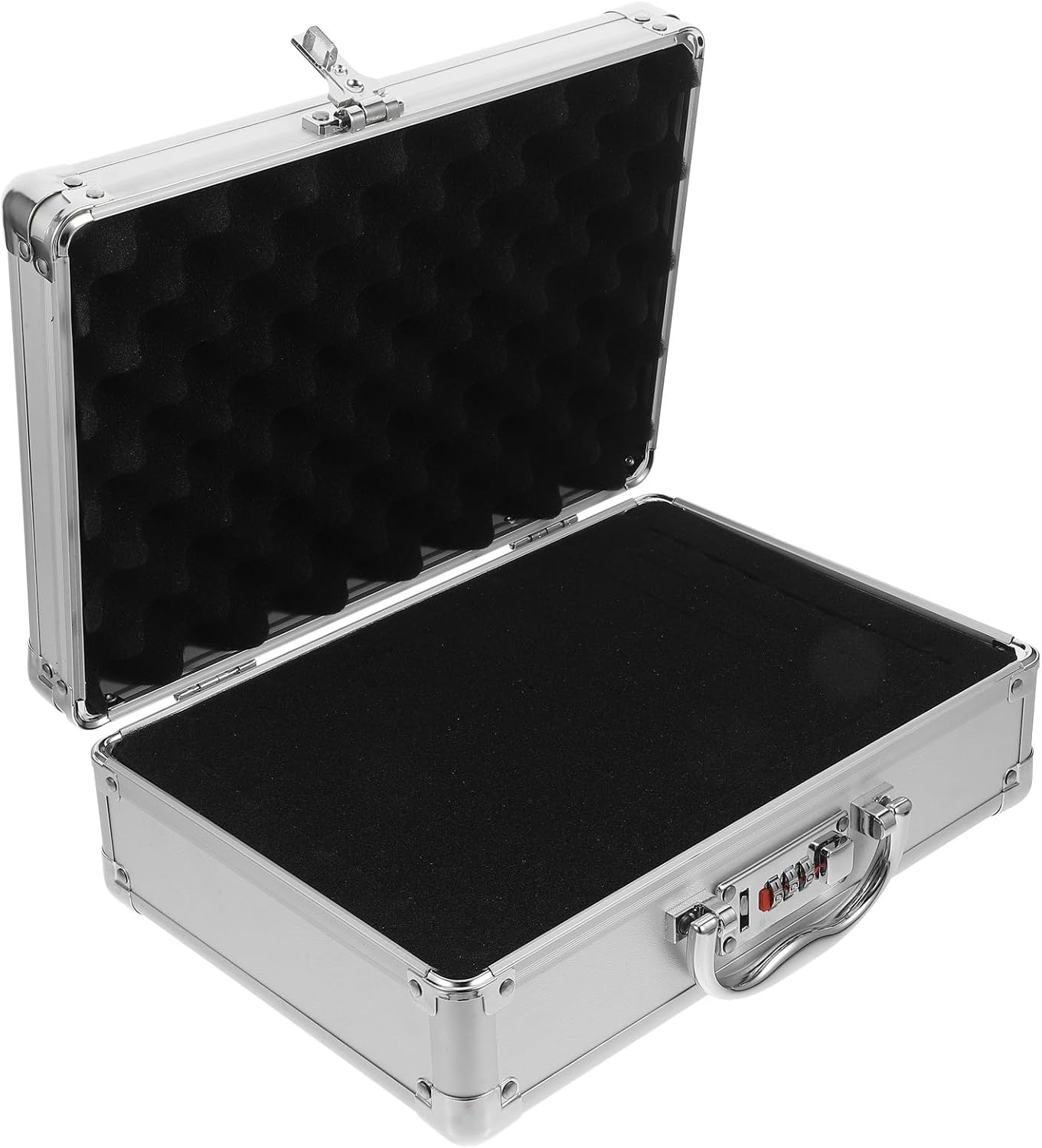 KICHOUSE Multifunctional Portable Tool Box with Handle, Aluminum Alloy Handheld Tool Organizer Case with Password Lock and Foam Interior for Maintenance and Instrument Storage, Small Size