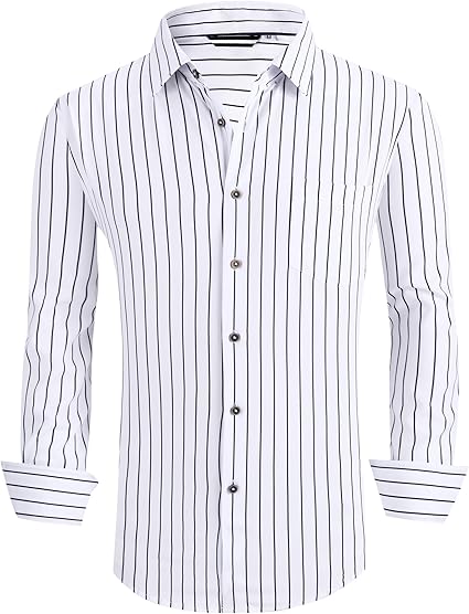 Alex Vando Mens Button Down Shirts Wrinkle Free 4-Way Stretch Print Business Casual Shirt