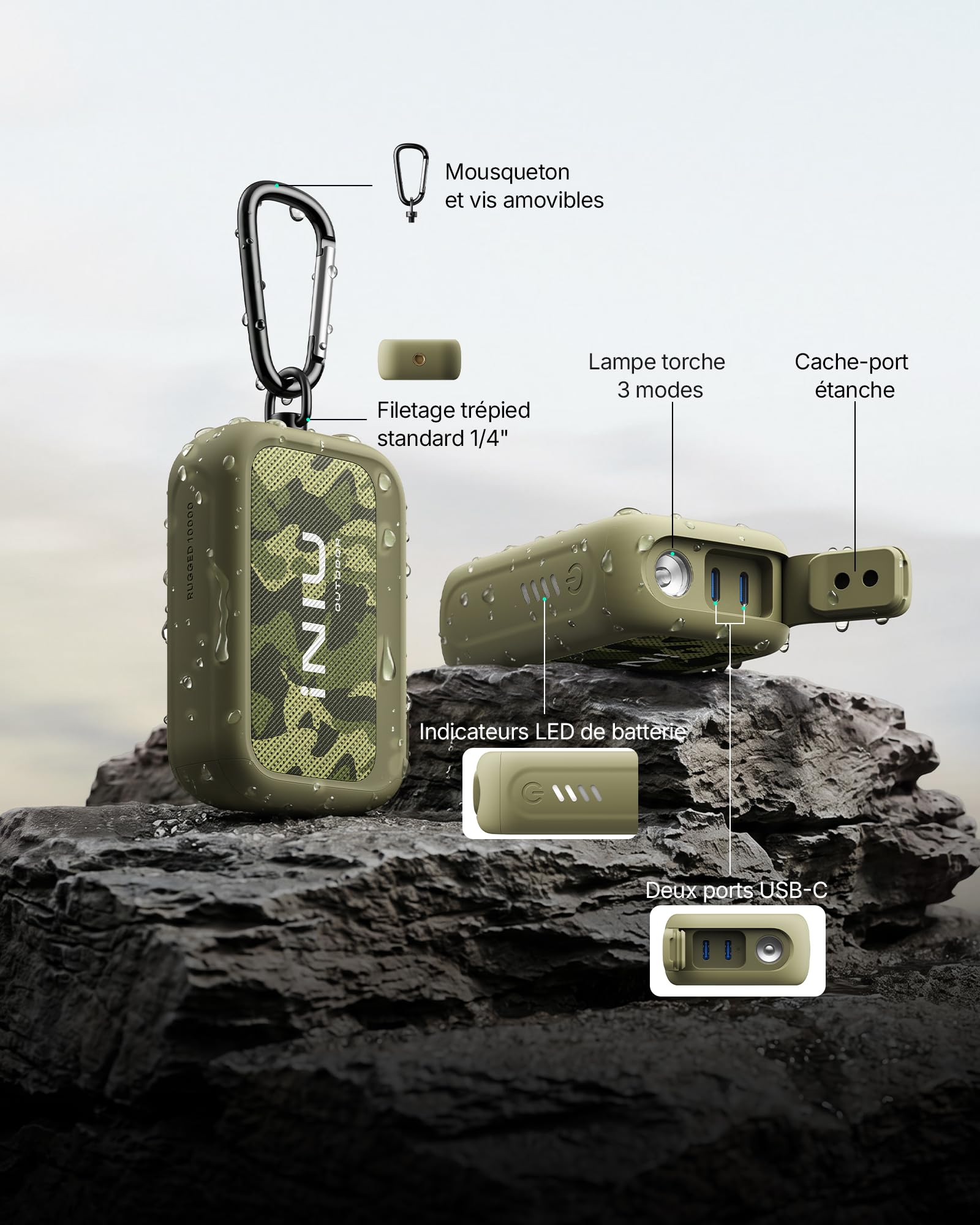 INIU 45W Batterie Externe, 10000mAh Chargeur Portable Outdoor Robuste