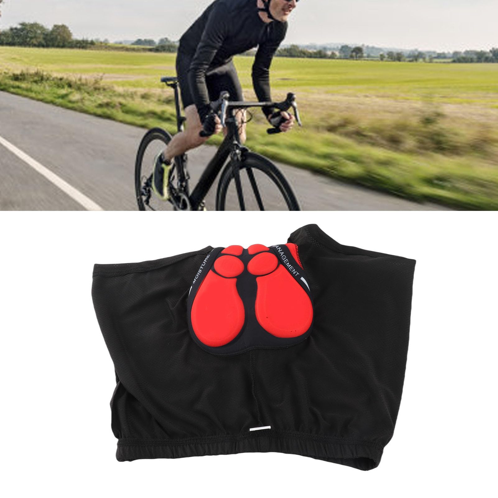Tbest Spodenki rowerowe, bielizna rowerowa, bielizna rowerowa 3D, wyściełana, silikonowa, oddychające, szybkoschnące, do roweru górskiego, dla mężczyzn i kobiet, czarne