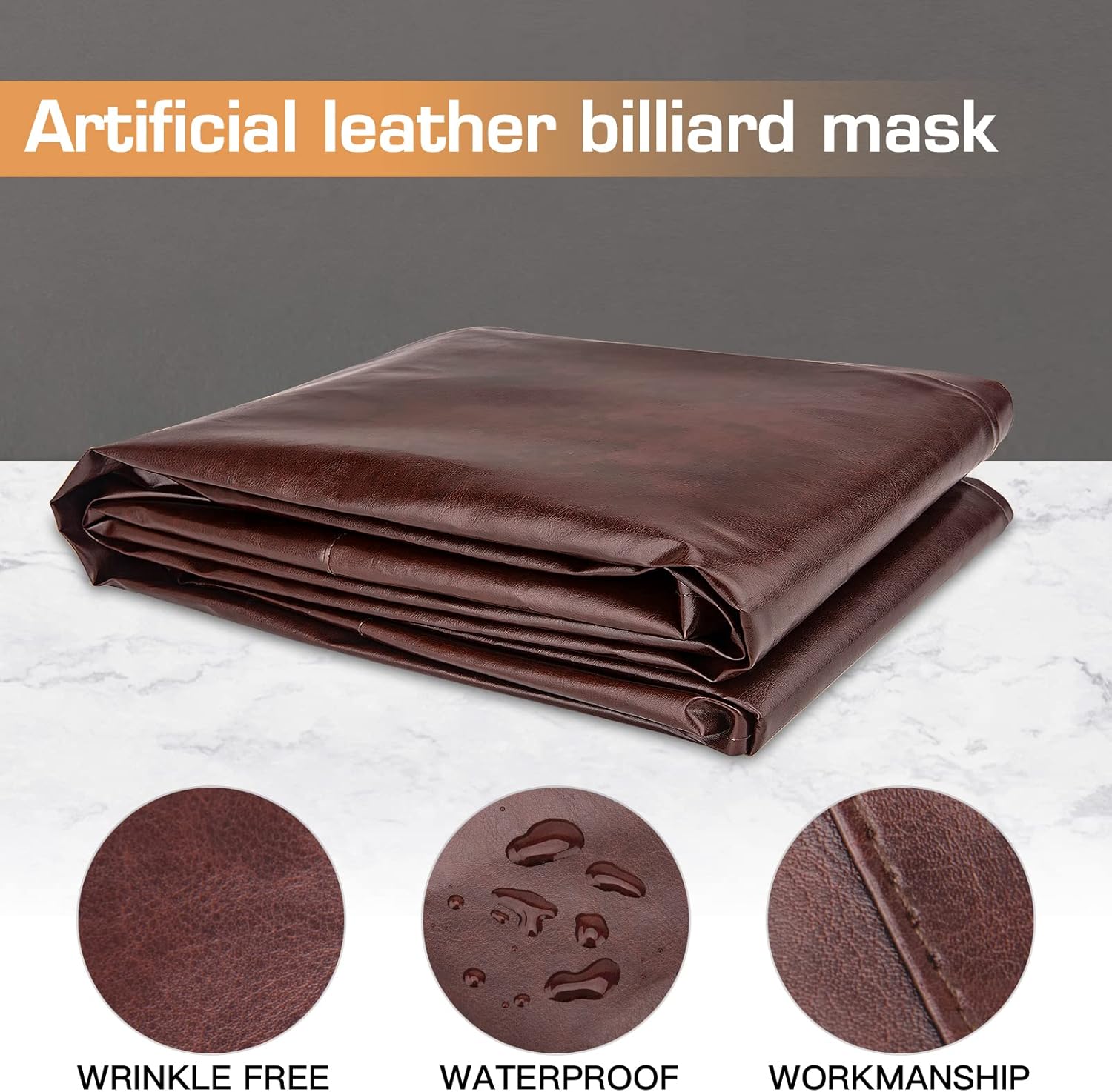 Pool Table Cover 8 Feet Leather/Brown/Waterproof Billiard Table Covers, 8ft Pool Table Covers Outdoor for Billiard Pool Table