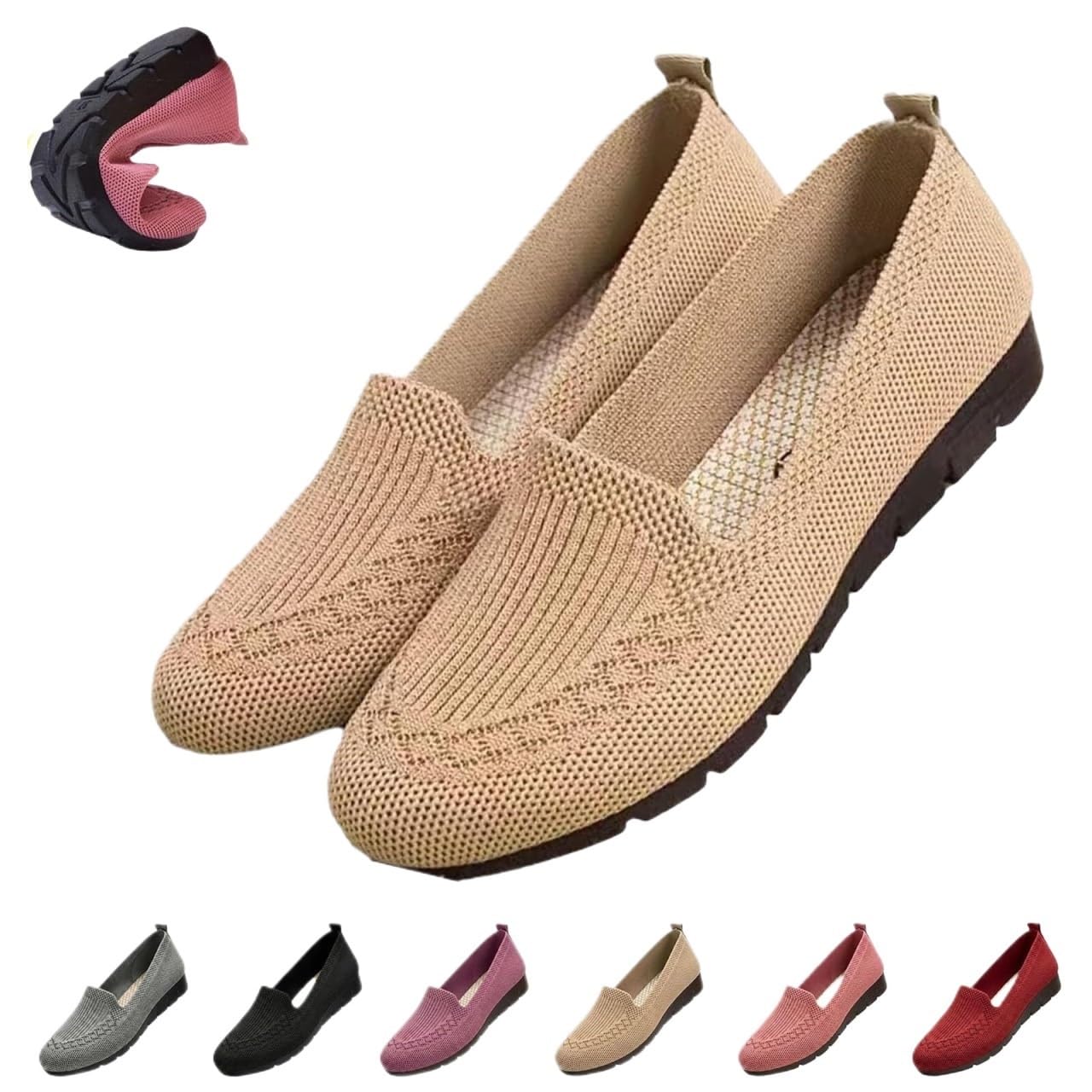 Mocassini Donna Slip-On in Maglia Traspirante | Suola Antiscivolo Morbida e Leggera con Supporto ‘proa Plantare – Scarpe Comode per Lavoro, Estate, Viaggio