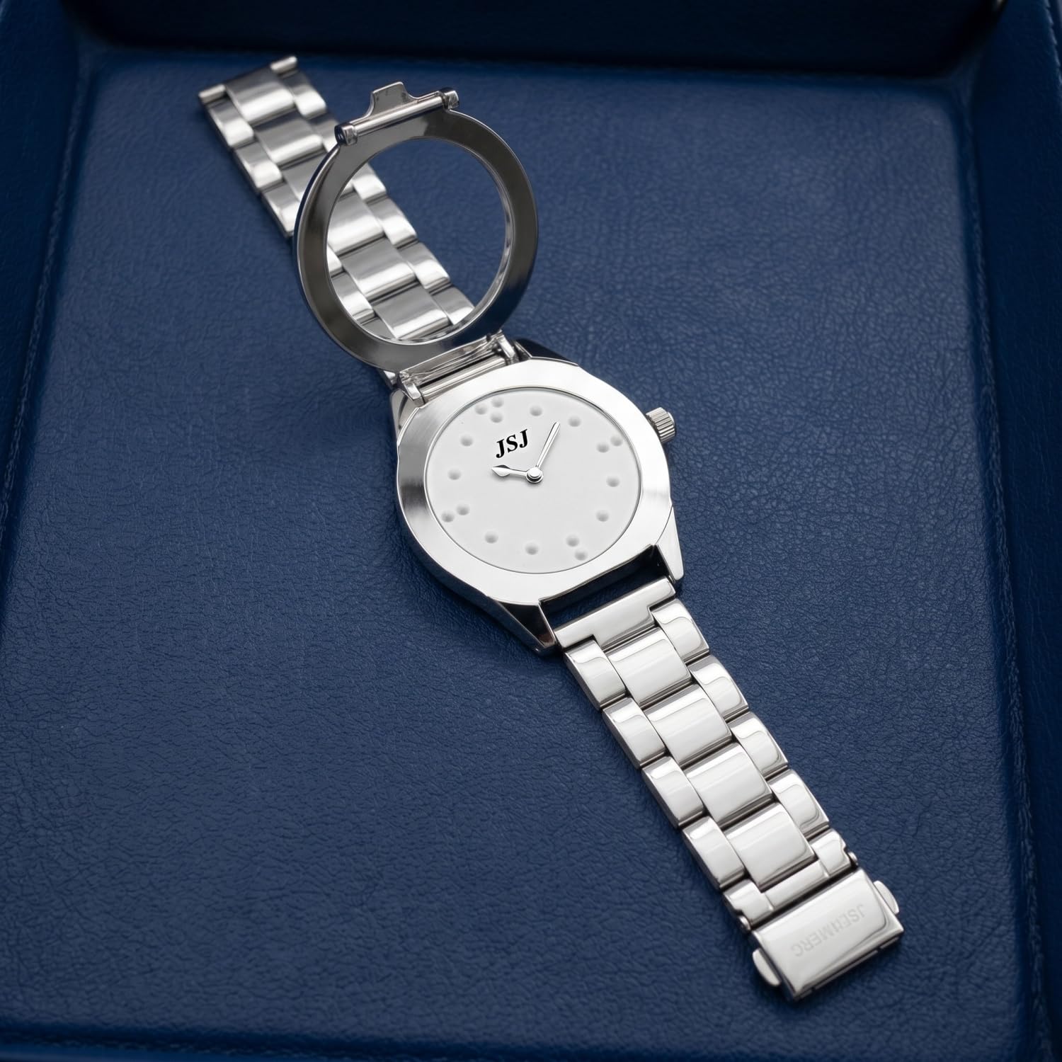Analoges Quarzwerk Blindenuhr taktile mit Edelstahl Armband für für Sehbehinderte,Blinde oder ältere Menschen