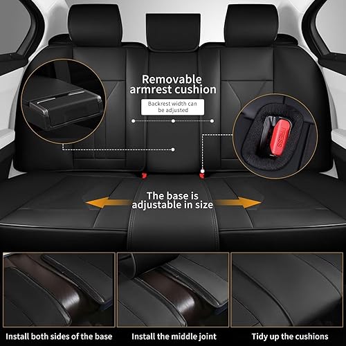 Miniatura 2 de Fundas de asiento de automóvil para Nissan Leaf 2011-2023, juego completo de fundas de asiento de automóvil de piel sintética transpirable con