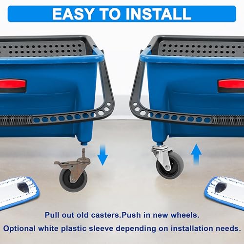 Miniatura 4 de MySit Ruedas de repuesto Rubbermaid de 3 pulgadas, ruedas de vástago giratorio, vástago giratorio de 716 x 1-38 pulgadas, rueda de goma TPR para