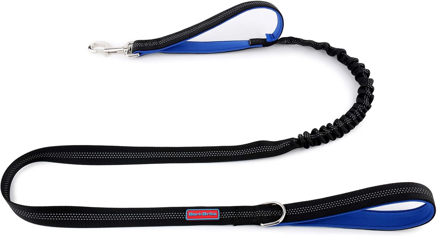 Bark Brite Reflective Nylon Safety Dog Leash with Shock Absorbing Bungee