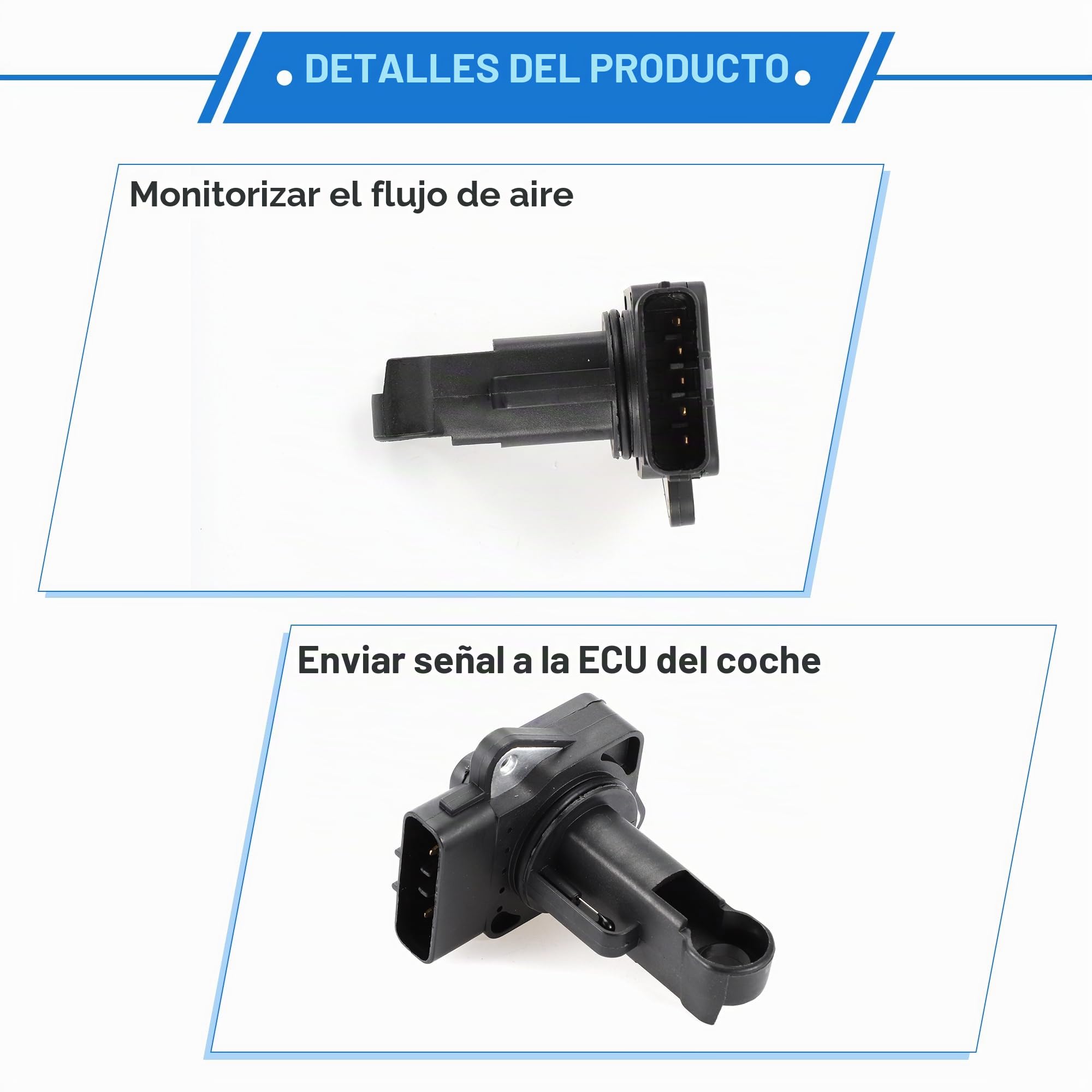 Medidor De Sensor De Flujo De Aire Masivo Para Toyota Yaris 1Pc | Color Negro, Material Plástico Y Metal, 5 Pines, Número Oe 222040L010, Monitoreo De Flujo De Aire, Reemplazo Directo