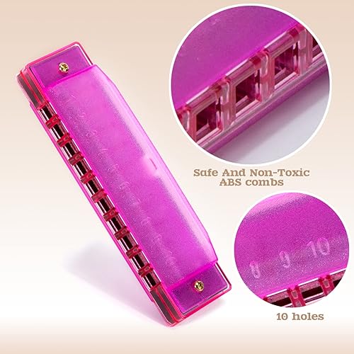Miniatura 3 de Koogel 2 armónica translúcida para niños, armónica de 10 agujeros para instrumentos musicales para principiantes, fiestas, regalos de cumpleaños